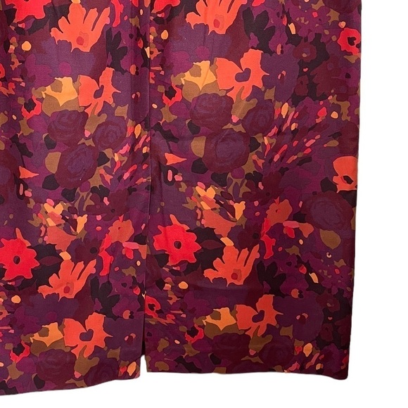 Ann Taylor Loft Multicolor Burgundy Pink Floral Straight Pencil Skirt tall - Picture 6 of 13